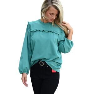 Michelle McDowell Evans Top in‎ Emerald Green sz S NWT